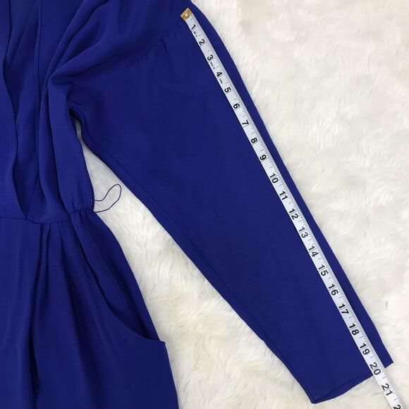 VINTAGE 80s Royal Blue Golden Girls Dress Big Cape Collar Long Sleeves Size 6 - Picture 12 of 12